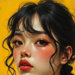 Cute Girl Yellow and Black Art