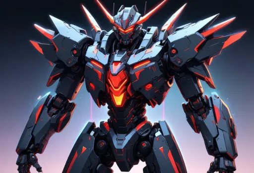 A large, futuristic mecha robot with a sleek, angular design.