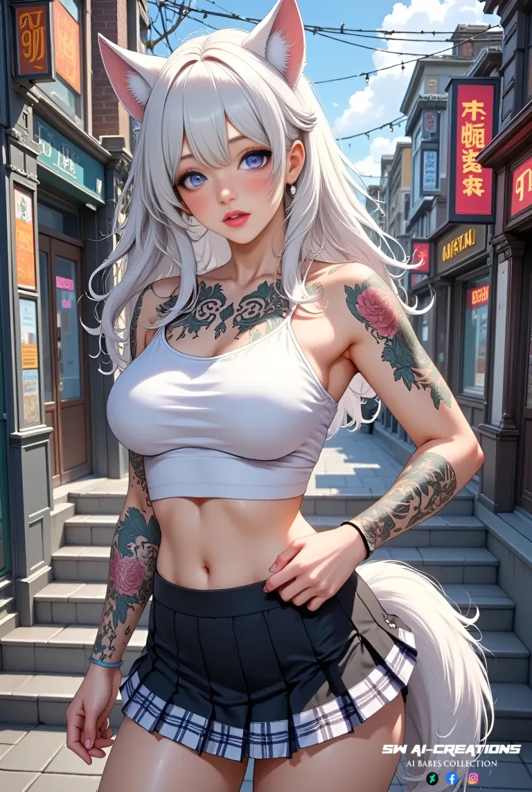 Kawaii White Fox Girl