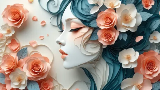 3d relief flowers