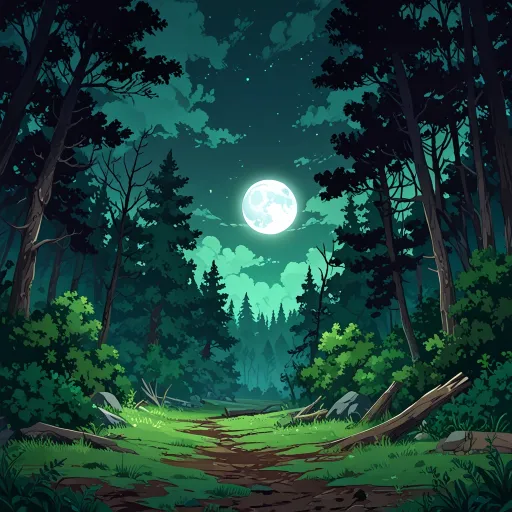 forest with a full moon