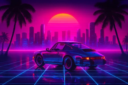 Cinematic synthwave scene