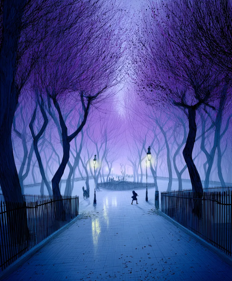 The twilight turns from amethyst