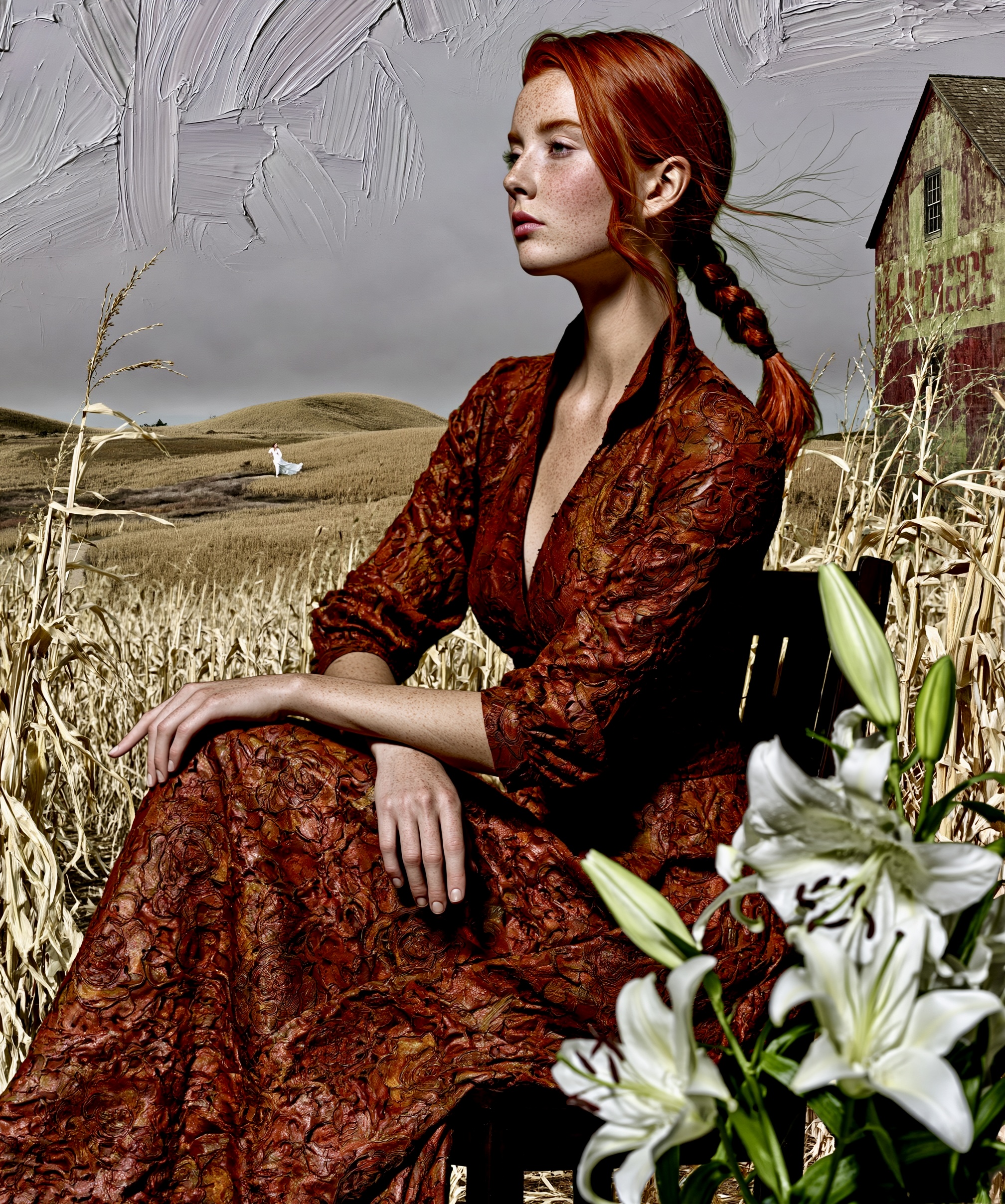 A lady red upon the hill